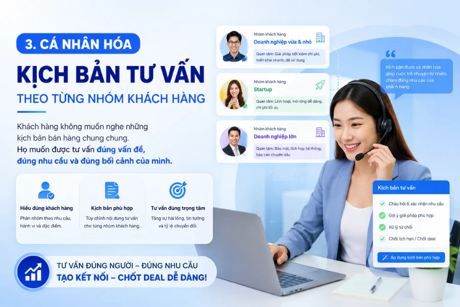Cá nhân hóa kịch bản tư vấn theo từng nhóm khách hàng