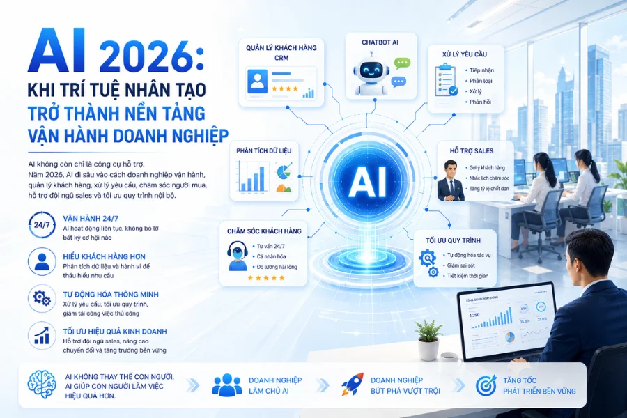 AI 2026: Khi trí tuệ nhân tạo trở thành nền tảng vận hành doanh nghiệp
